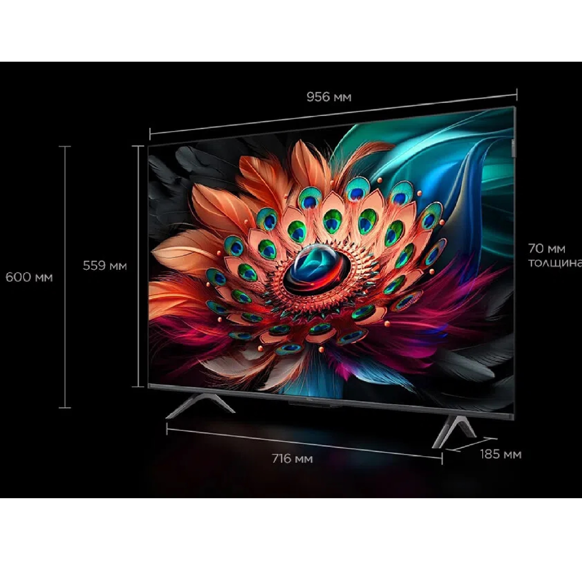 Телевизор QLED TCL 43C655, 4K Ultra HD, Google TV